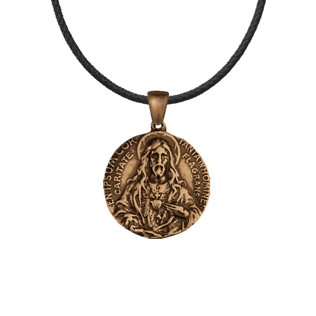 Vintage Bronze Sacred Heart Scapular Medal