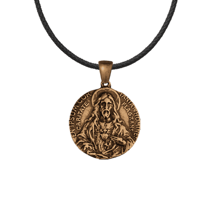 Vintage Bronze Sacred Heart Scapular Medal