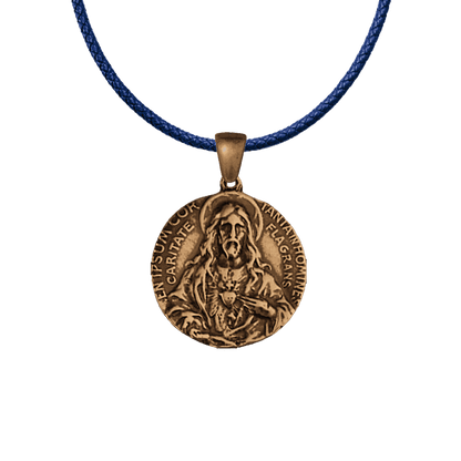 Vintage Bronze Sacred Heart Scapular Medal