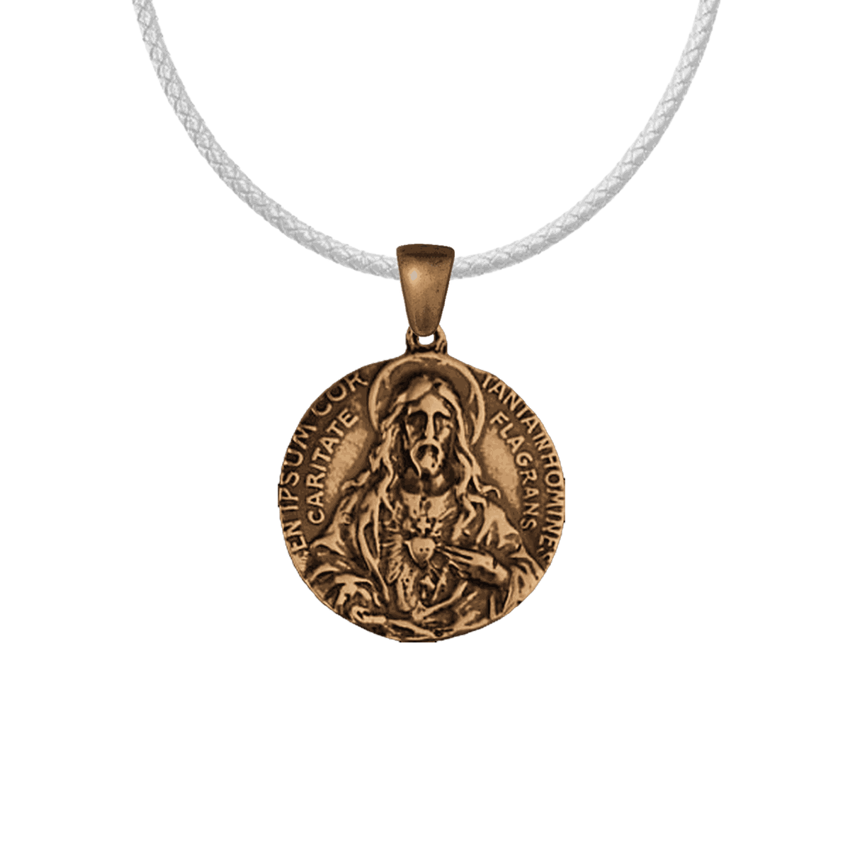 Vintage Bronze Sacred Heart Scapular Medal