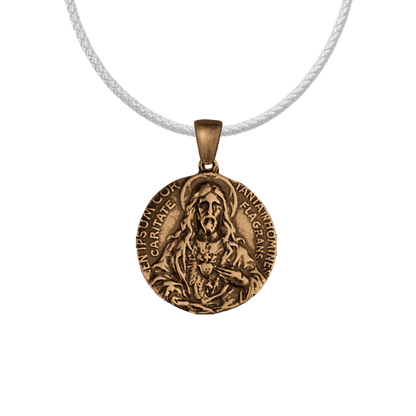 Vintage Bronze Sacred Heart Scapular Medal