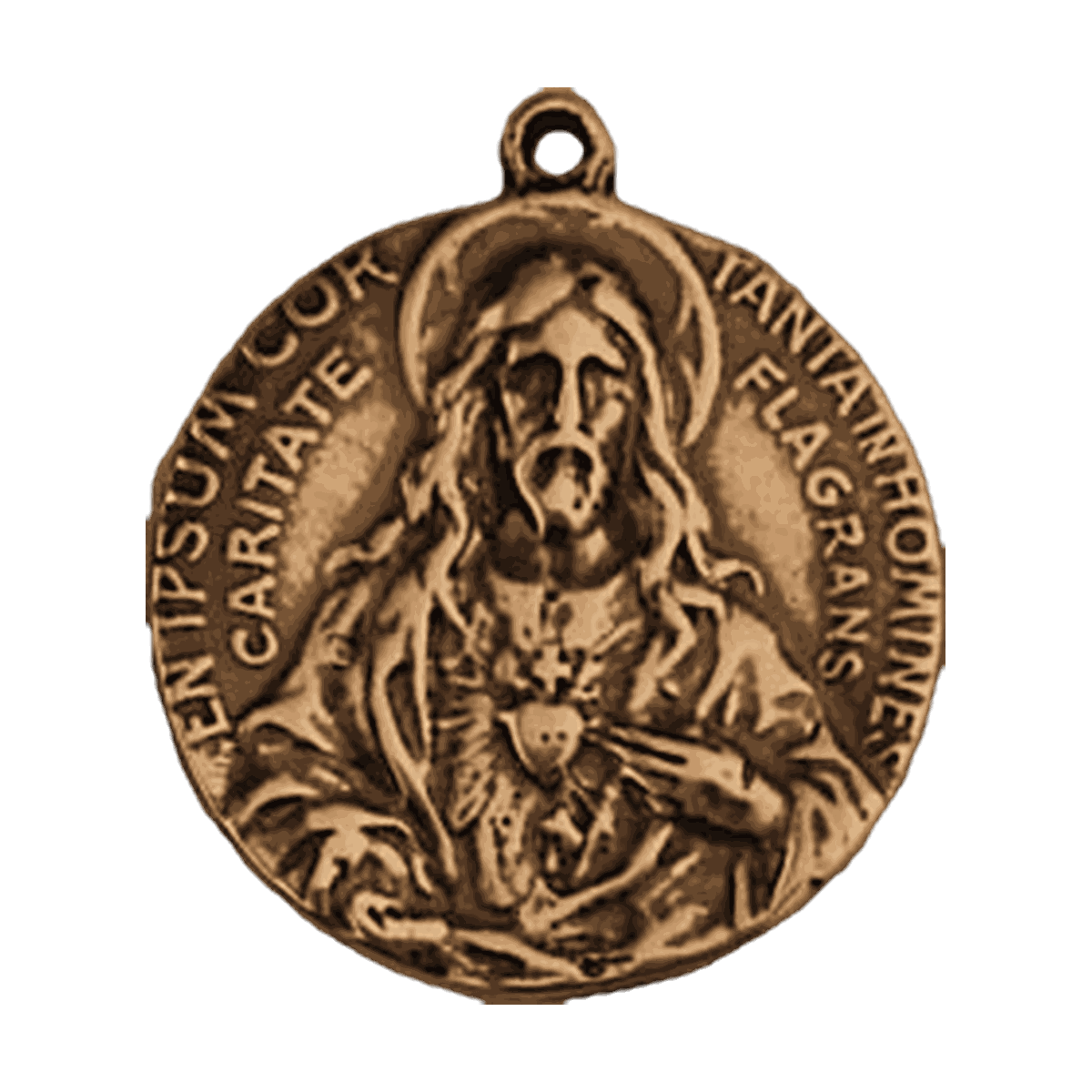Vintage Bronze Sacred Heart Scapular Medal