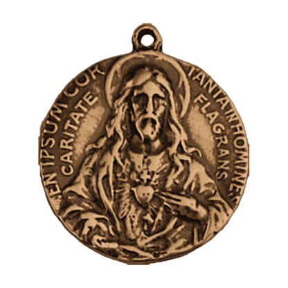 Vintage Bronze Sacred Heart Scapular Medal