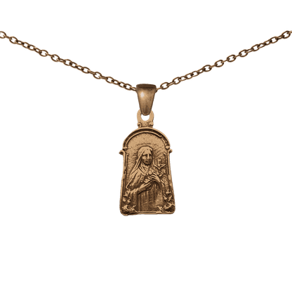 Vintage Bronze St. Theresa with Roses Medal