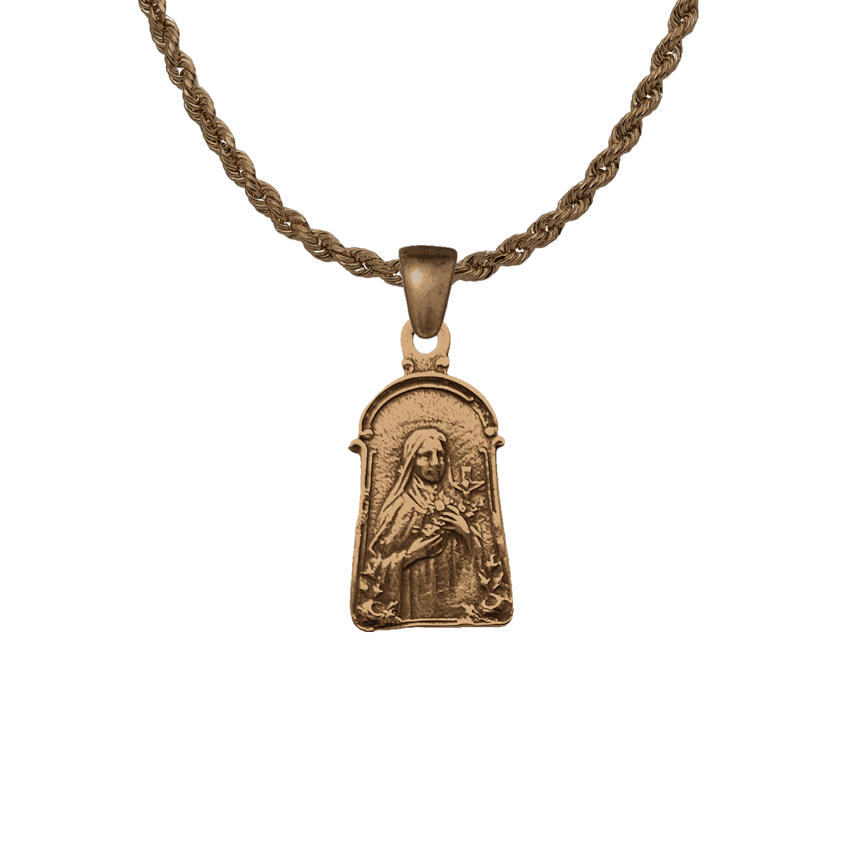 Vintage Bronze St. Theresa with Roses Medal