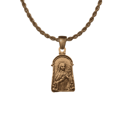 Vintage Bronze St. Theresa with Roses Medal