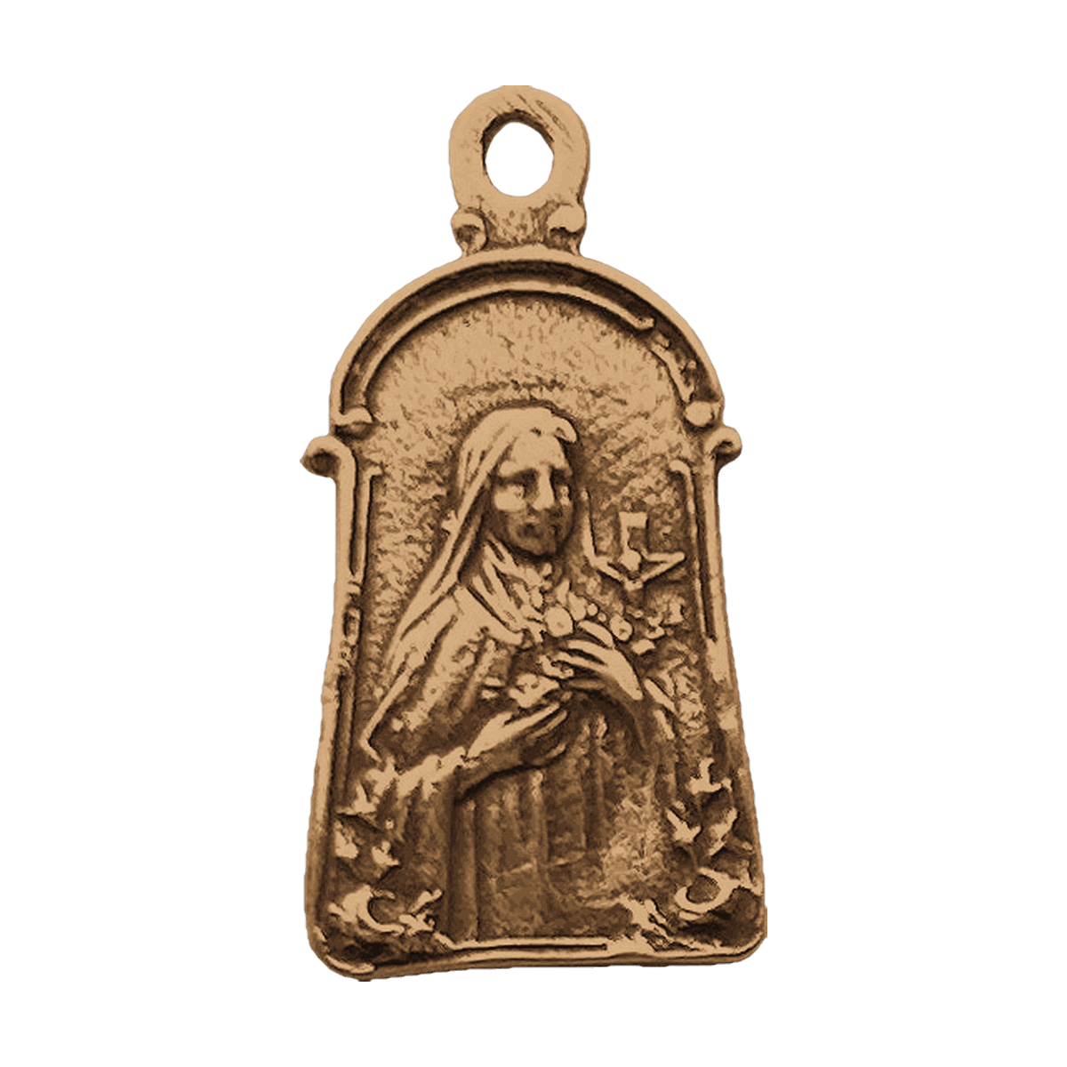 Vintage Bronze St. Theresa with Roses Medal