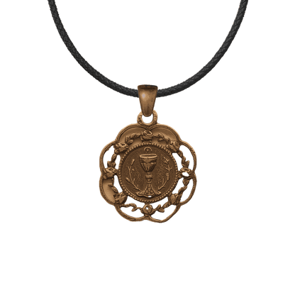 Vintage Bronze Eucharist with Rose Frame Medal