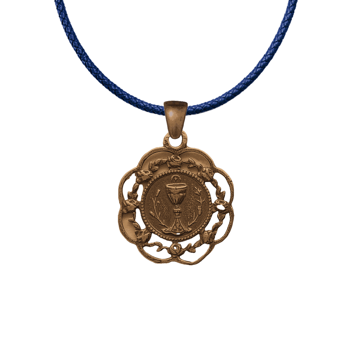 Vintage Bronze Eucharist with Rose Frame Medal