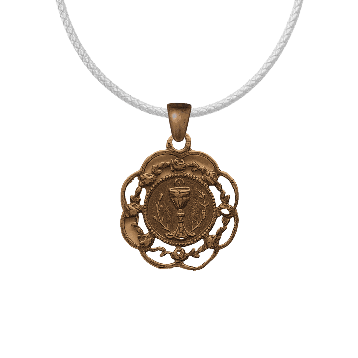 Vintage Bronze Eucharist with Rose Frame Medal