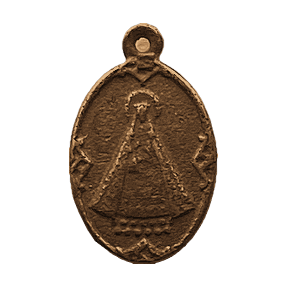 Vintage Bronze Small Holy Mary and Sacred Heart Medal
