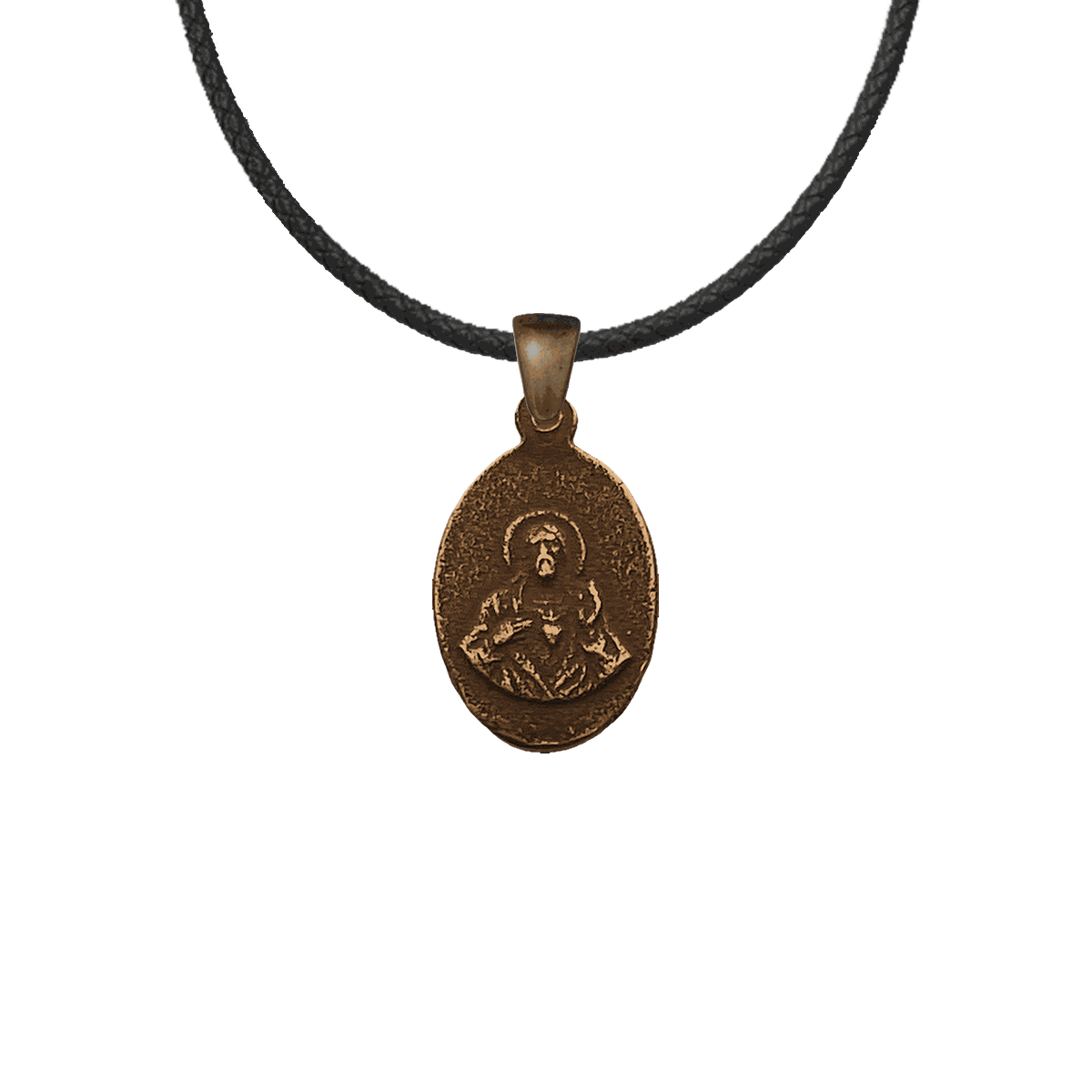 Vintage Bronze Small Holy Mary and Sacred Heart Medal