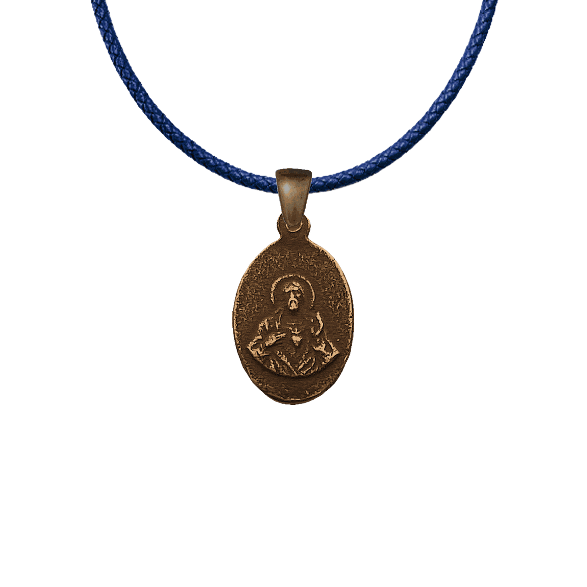 Vintage Bronze Small Holy Mary and Sacred Heart Medal