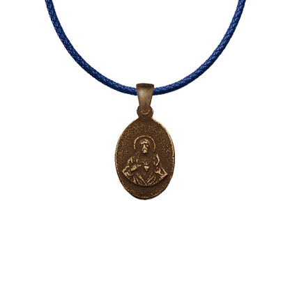 Vintage Bronze Small Holy Mary and Sacred Heart Medal