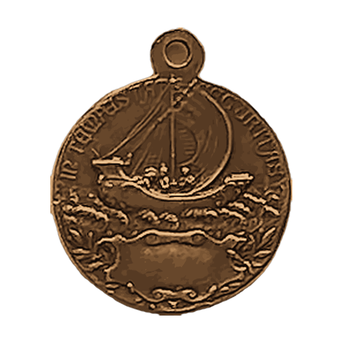 Vintage Bronze St. George and Ancient Sailing Ship Medal