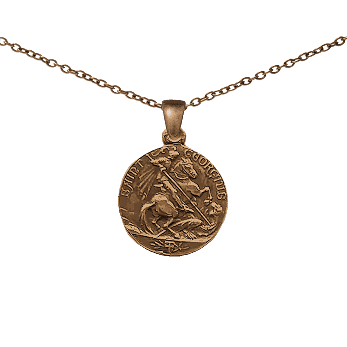 Vintage Bronze St. George and Ancient Sailing Ship Medal