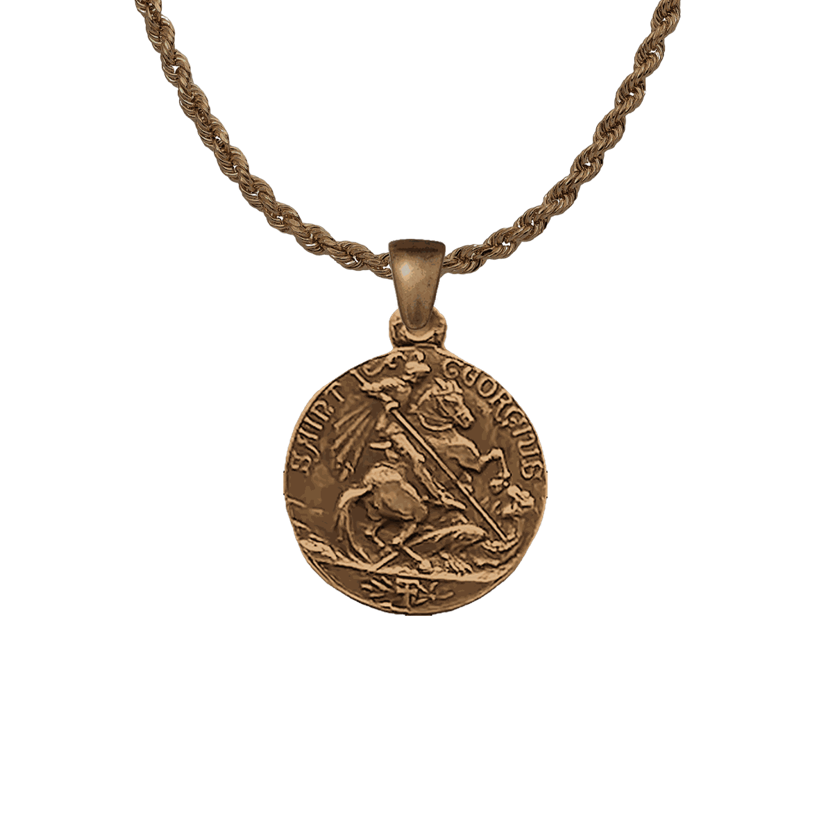 Vintage Bronze St. George and Ancient Sailing Ship Medal