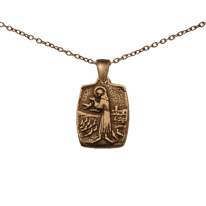 Vintage Bronze St. Francis with Birds Medal
