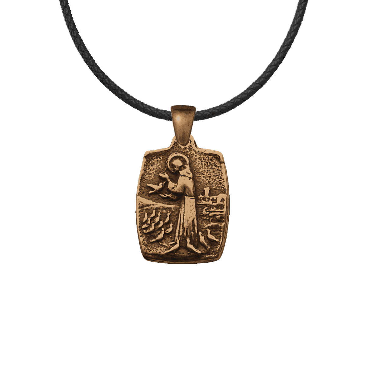 Vintage Bronze St. Francis with Birds Medal