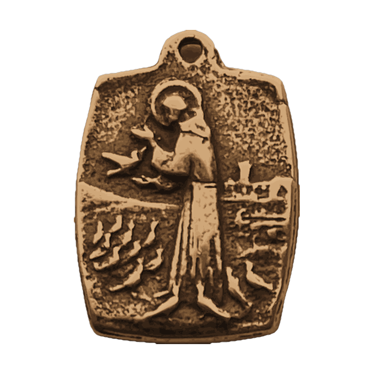Vintage Bronze St. Francis with Birds Medal