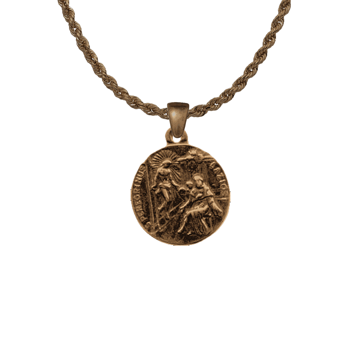 Vintage Bronze St. Peregrine with Sorrowful Mary