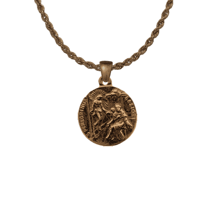 Vintage Bronze St. Peregrine with Sorrowful Mary