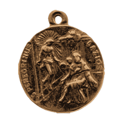 Vintage Bronze St. Peregrine with Sorrowful Mary