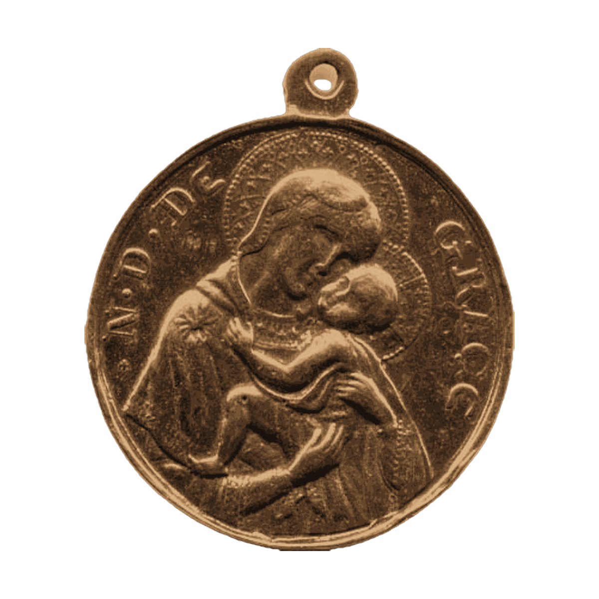 Vintage Bronze Joan of Arc with Our Lady of Grace Medal
