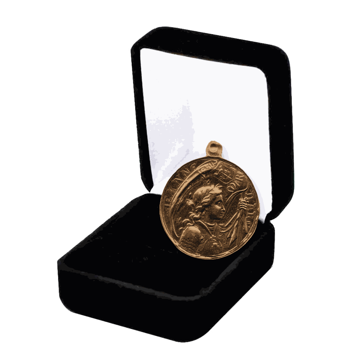 Vintage Bronze Joan of Arc with Our Lady of Grace Medal