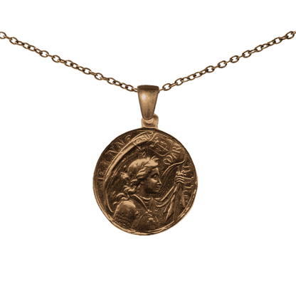 Vintage Bronze Joan of Arc with Our Lady of Grace Medal