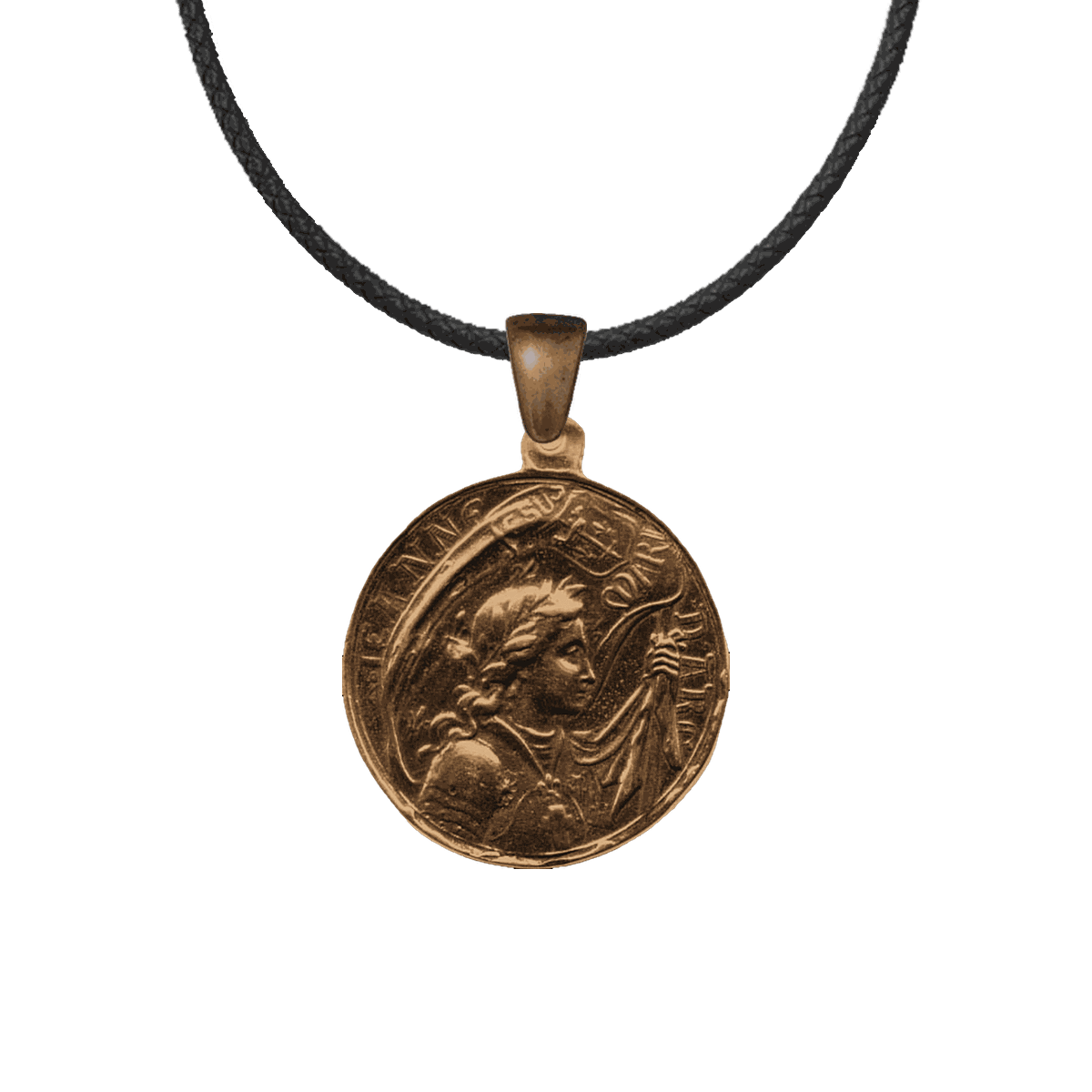 Vintage Bronze Joan of Arc with Our Lady of Grace Medal