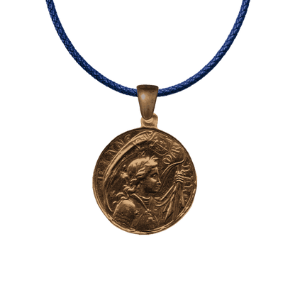 Vintage Bronze Joan of Arc with Our Lady of Grace Medal