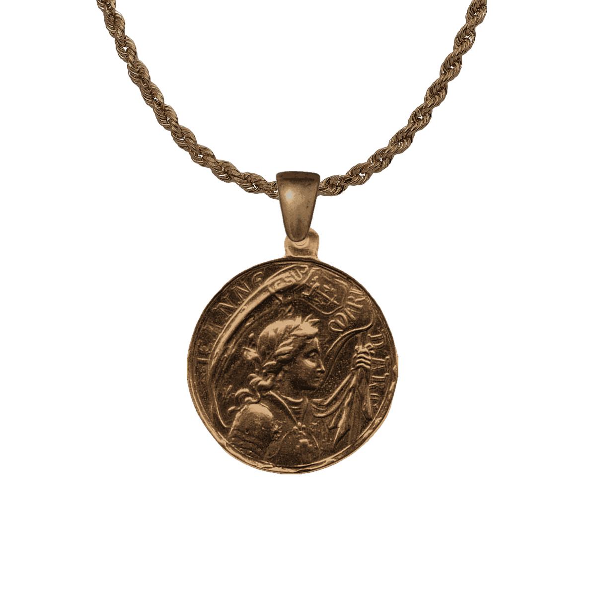 Vintage Bronze Joan of Arc with Our Lady of Grace Medal