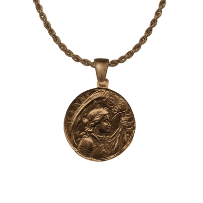 Vintage Bronze Joan of Arc with Our Lady of Grace Medal
