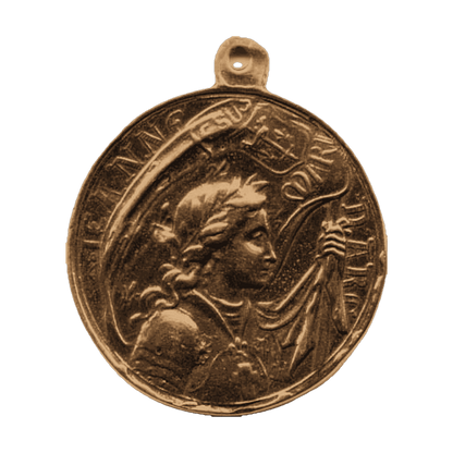 Vintage Bronze Joan of Arc with Our Lady of Grace Medal