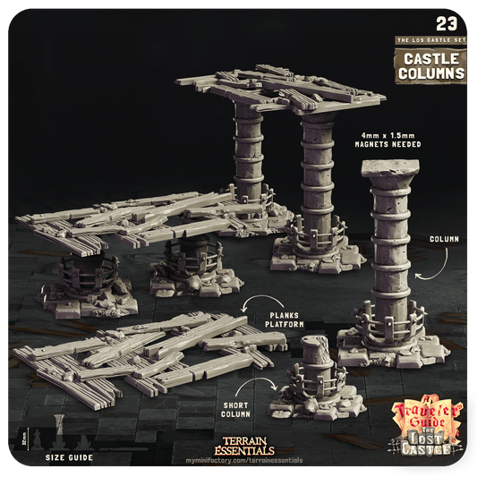 Columnas modulares de yeso y juego impresas en 3D El juego de terreno The Lost Castle 28mm 32mm D&D