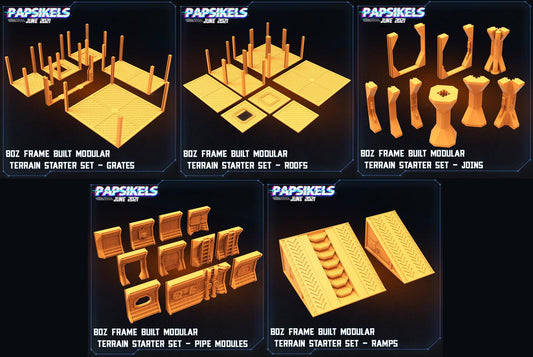 Set de inicio de terreno modular de marco Boz de Papsikels impreso en 3D Alienígenas contra Humanos Parte 2 28 mm 32 mm