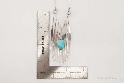 Vintage Turquoise Modernist Silver Necklace