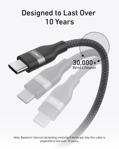 Anker USB-C to USB-C Cable (3 ft / 6 ft, 240W, Upcycled-Braided) — photo 4 of 10