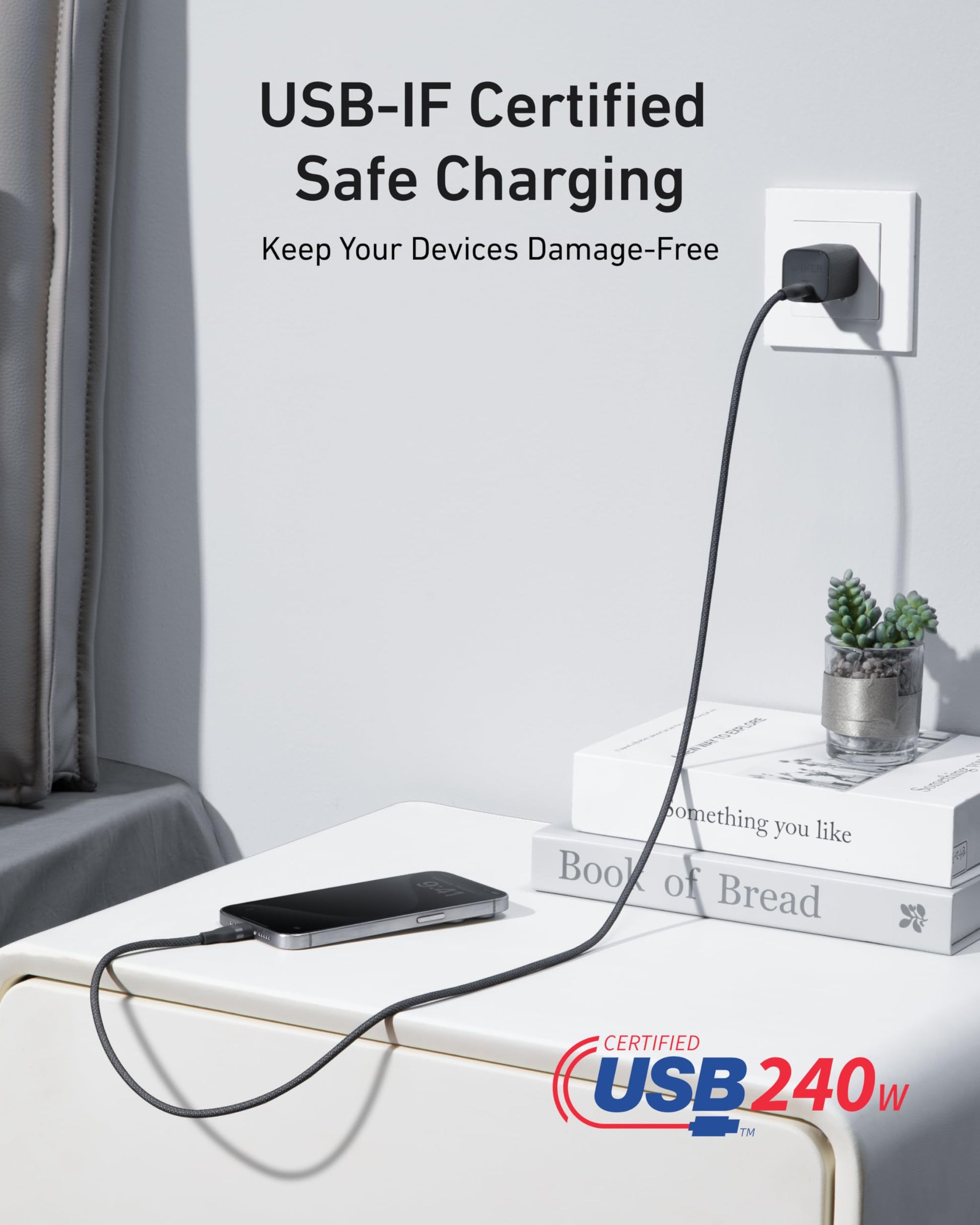 Anker USB-C to USB-C Cable (3 ft / 6 ft, 240W, Upcycled-Braided) — photo 6 of 10