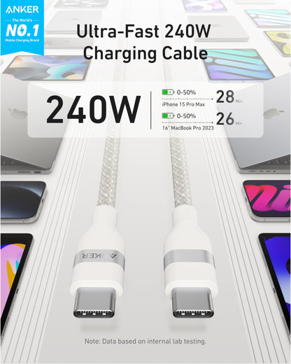 Anker USB-C to USB-C Cable (3 ft / 6 ft, 240W, Upcycled-Braided) — photo 2 of 10