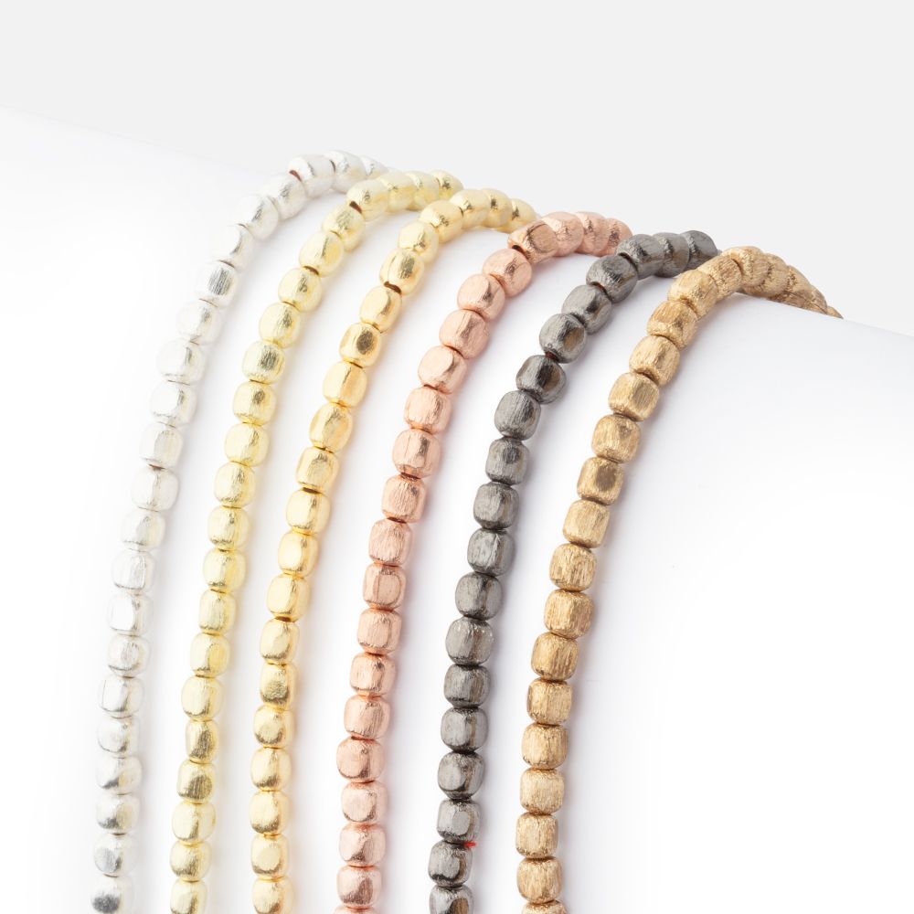 3mm Brushed Cube Beads