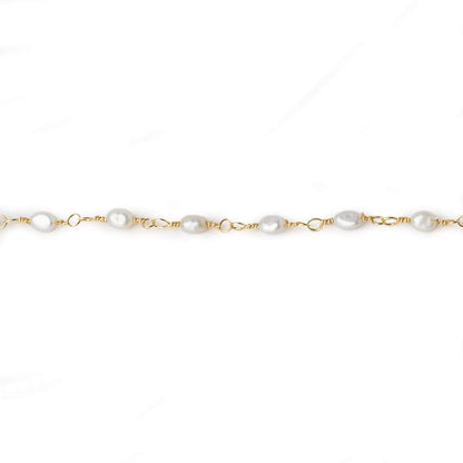 White Rice Pearl Vermeil Chain by the foot 36 pieces