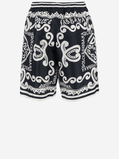 Dolce & Gabbana Printed Silk Bermuda Shorts