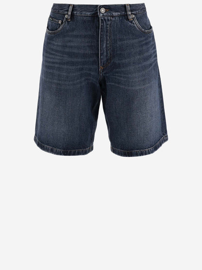 Dolce & Gabbana Cotton Denim Short Pants With Logo Plaque