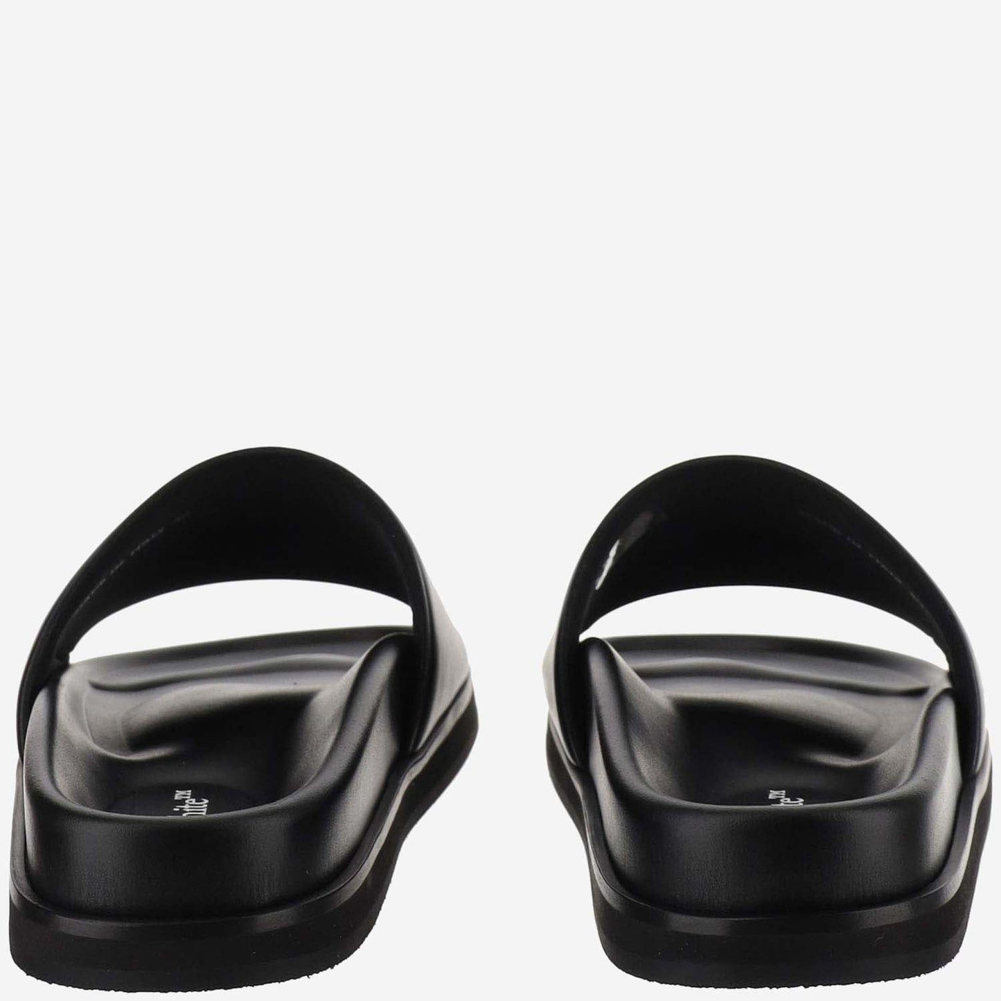 Off White Leather Slippers With Logo