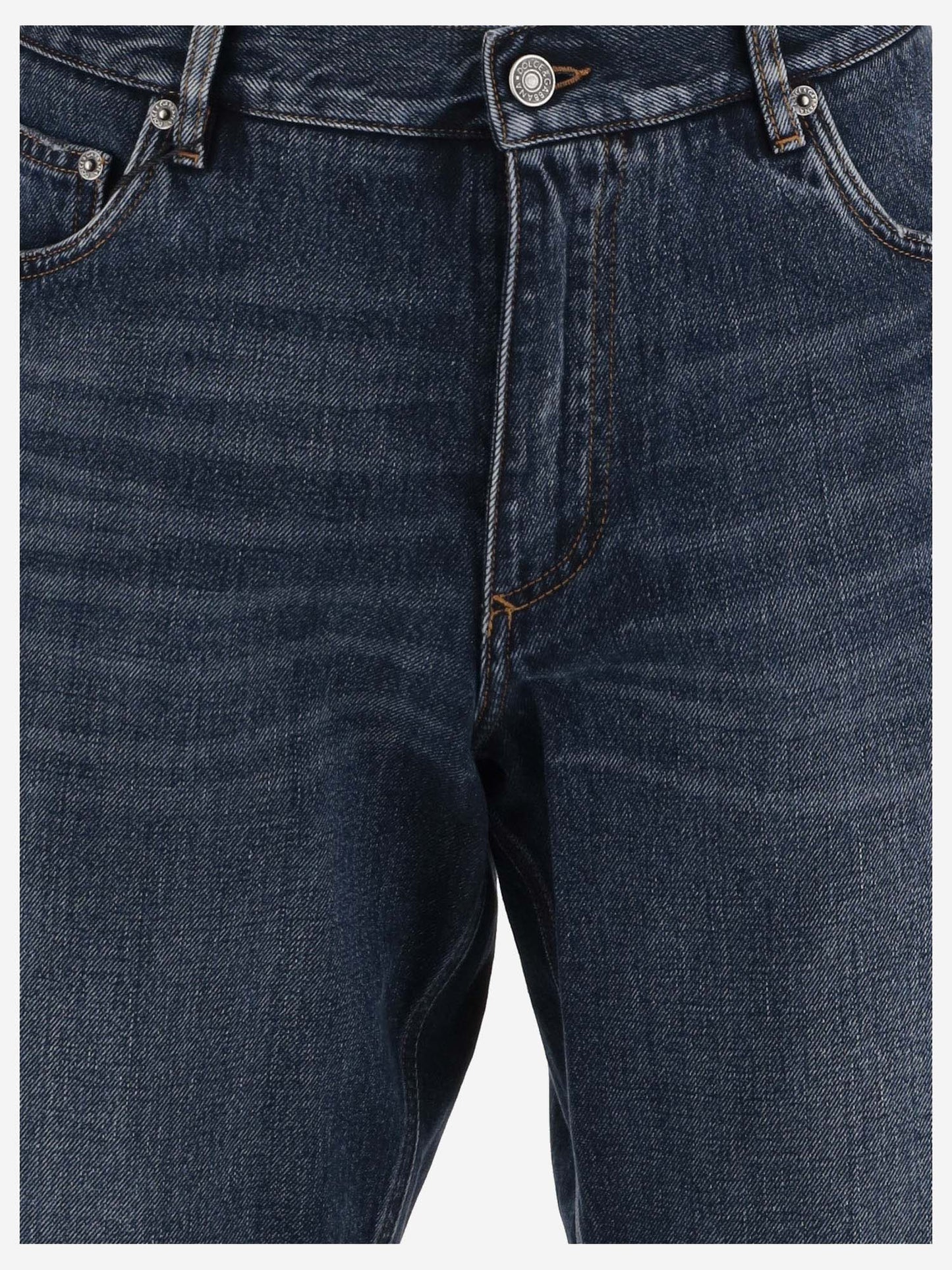 Dolce & Gabbana Cotton Denim Short Pants With Logo Plaque