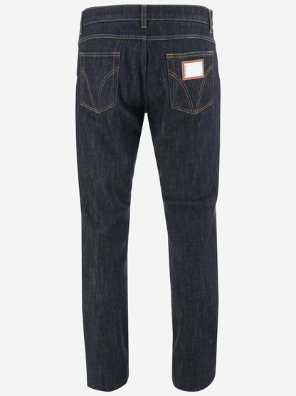 Dolce & Gabbana Cotton Denim Jeans With Dg Plaque