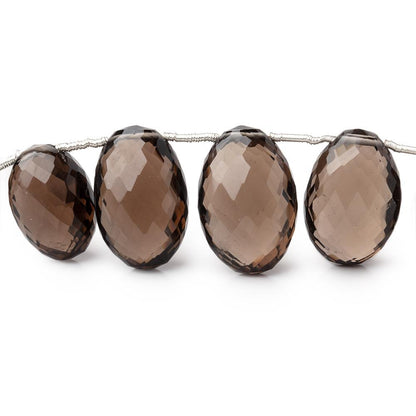 Smoky Quartz Faceted Oval Beads 7.5 inch 14 pieces