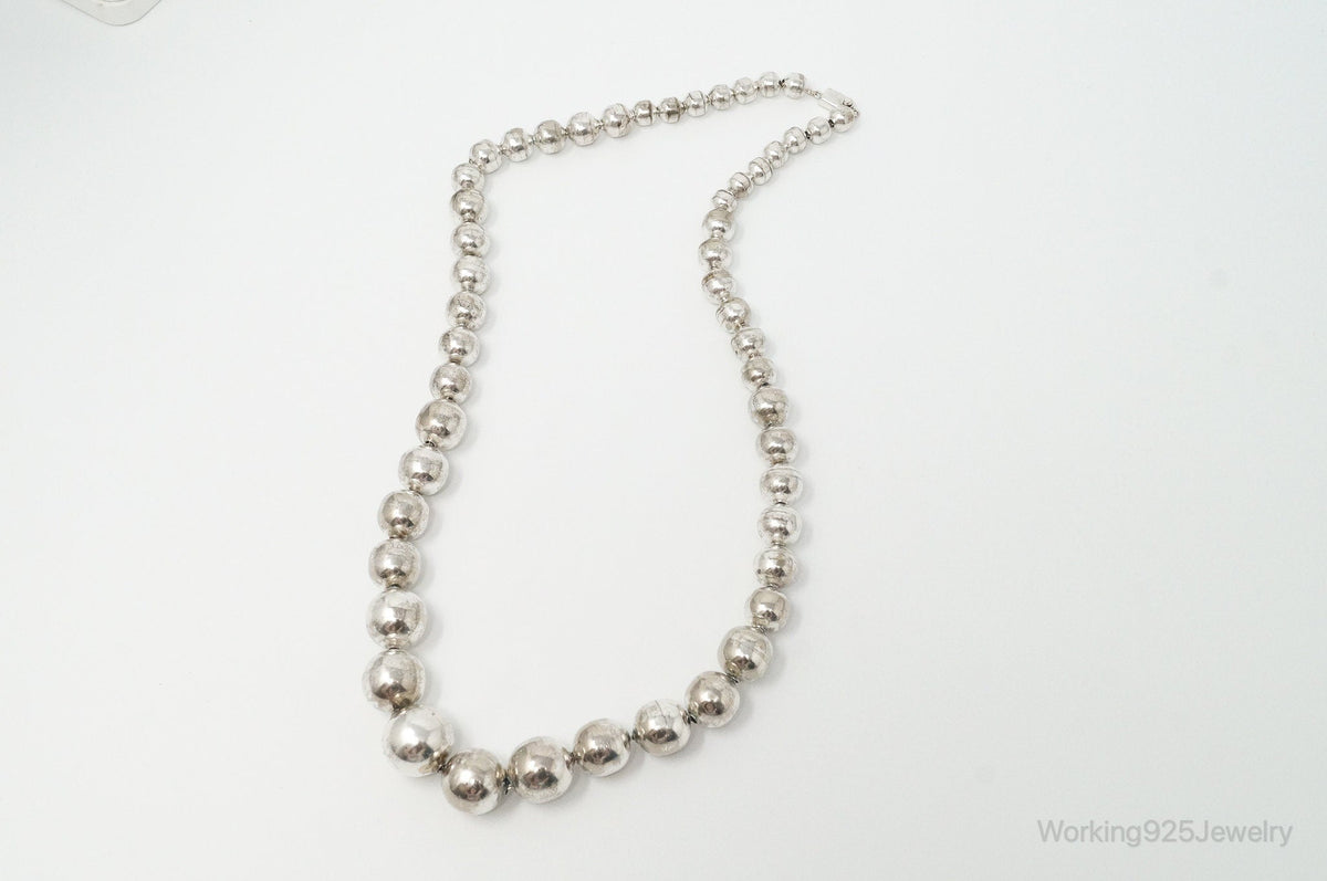 Vintage Ball Bead Sterling Silver Necklace